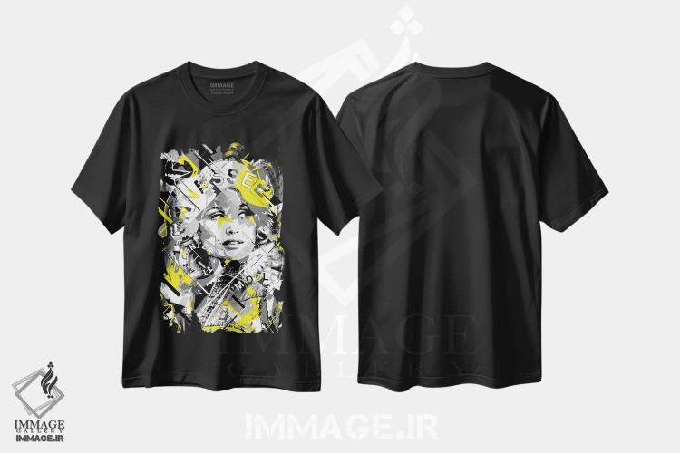 تیشرت مشکی طرح دار – تیشرت موسیقی کانتری ,دالی پارتون اثر کریستین میلئو فروشگاه ایماژ