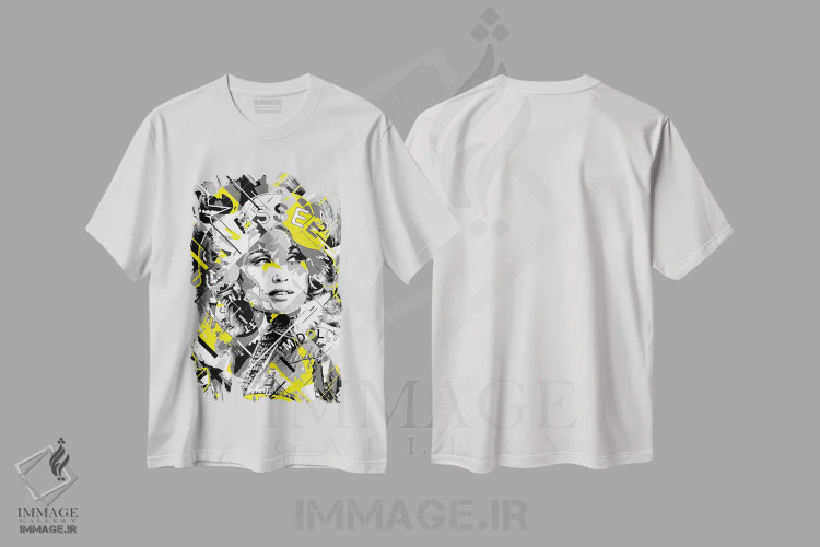 تیشرت سفید طرح دار – تیشرت موسیقی کانتری ,دالی پارتون اثر کریستین میلئو immage.ir