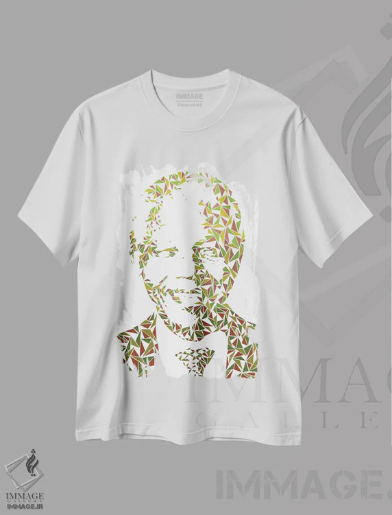 تیشرت سفید طرح دار – تیشرت هنری ,نلسون ماندلا اثر کریستین میلئو فروشگاه ایماژ