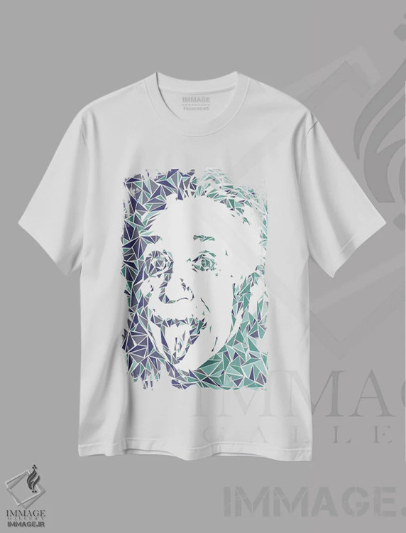 تیشرت سفید طرح دار – تیشرت علمی ,آلبرت انیشتین اثر کریستین میلئو فروشگاه ایماژ