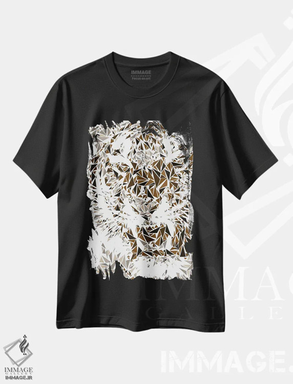 تیشرت مشکی طرح دار – تیشرت حیوانات ,ببر اثر کریستین میلئو immage.ir
