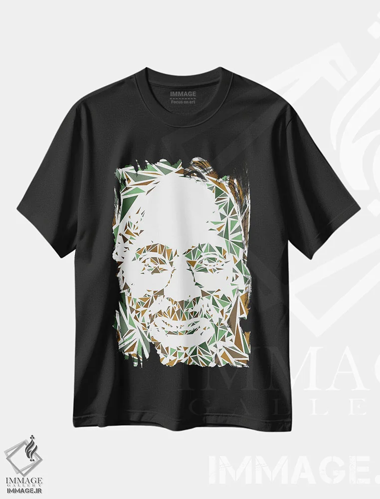 تیشرت مشکی طرح دار – تیشرت هنری ,گاندی اثر کریستین میلئو immage.ir