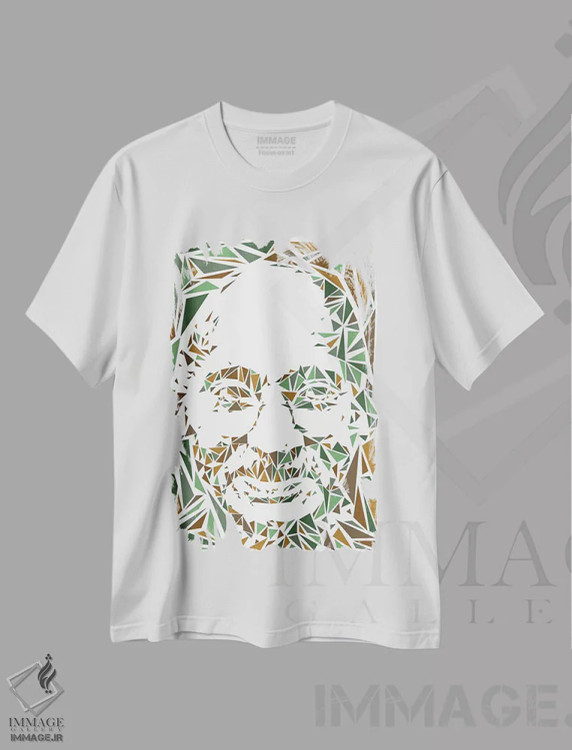تیشرت سفید طرح دار – تیشرت هنری ,گاندی اثر کریستین میلئو فروشگاه ایماژ