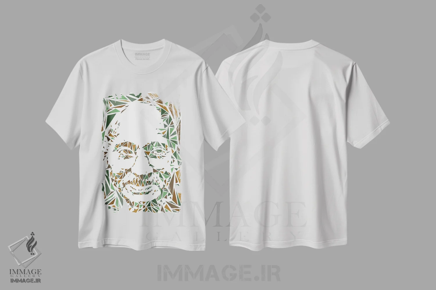 تیشرت سفید طرح دار – تیشرت هنری ,گاندی اثر کریستین میلئو فروشگاه ایماژ