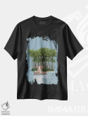 تیشرت مشکی طرح دار – تیشرت فانتزی ,فیل و سگ با قایق به جزیره می روند اثر مایک کیف immage.ir
