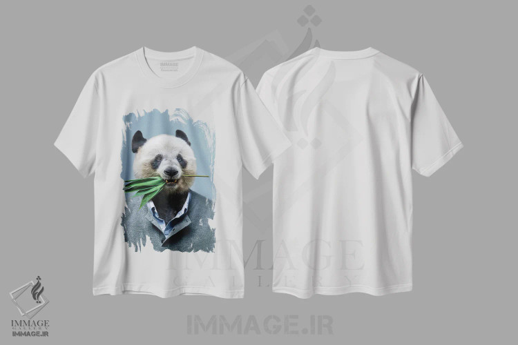 تیشرت سفید طرح دار – تیشرت حیوانات ,مرد پاندا اثر مایک کیف immage.ir