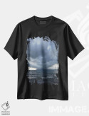 تیشرت مشکی طرح دار – تیشرت طبیعت ,ابرهای طوفانی بالای دریا اثر مایک کیف فروشگاه ایماژ