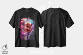 تیشرت مشکی طرح دار – تیشرت گلدار ,رزهای قرمز پوشیده شده با شیره شیرین اثر مایک کیف فروشگاه ایماژ