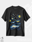 تیشرت مشکی طرح دار – تیشرت نجوم ,شب پرستاره اثر مایک کیف immage.ir