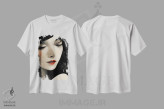 تیشرت سفید طرح دار – تیشرت هنری ,پرتره زنانه اثر مایک کیف فروشگاه ایماژ
