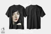 تیشرت مشکی طرح دار – تیشرت هنری ,پرتره زنانه اثر مایک کیف immage.ir