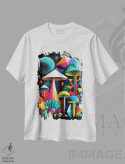 تیشرت سفید طرح دار – تیشرت فانتزی ,قارچ های شگفت انگیز اثر مایک کیف فروشگاه ایماژ