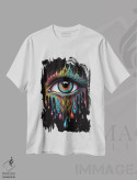 تیشرت سفید طرح دار – تیشرت گرافیکی ,چشم جادویی اثر مایک کیف فروشگاه ایماژ