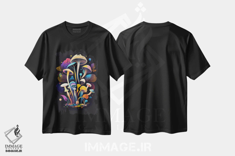 تیشرت مشکی طرح دار – تیشرت فانتزی ,قارچ های شگفت انگیز اثر مایک کیف فروشگاه ایماژ