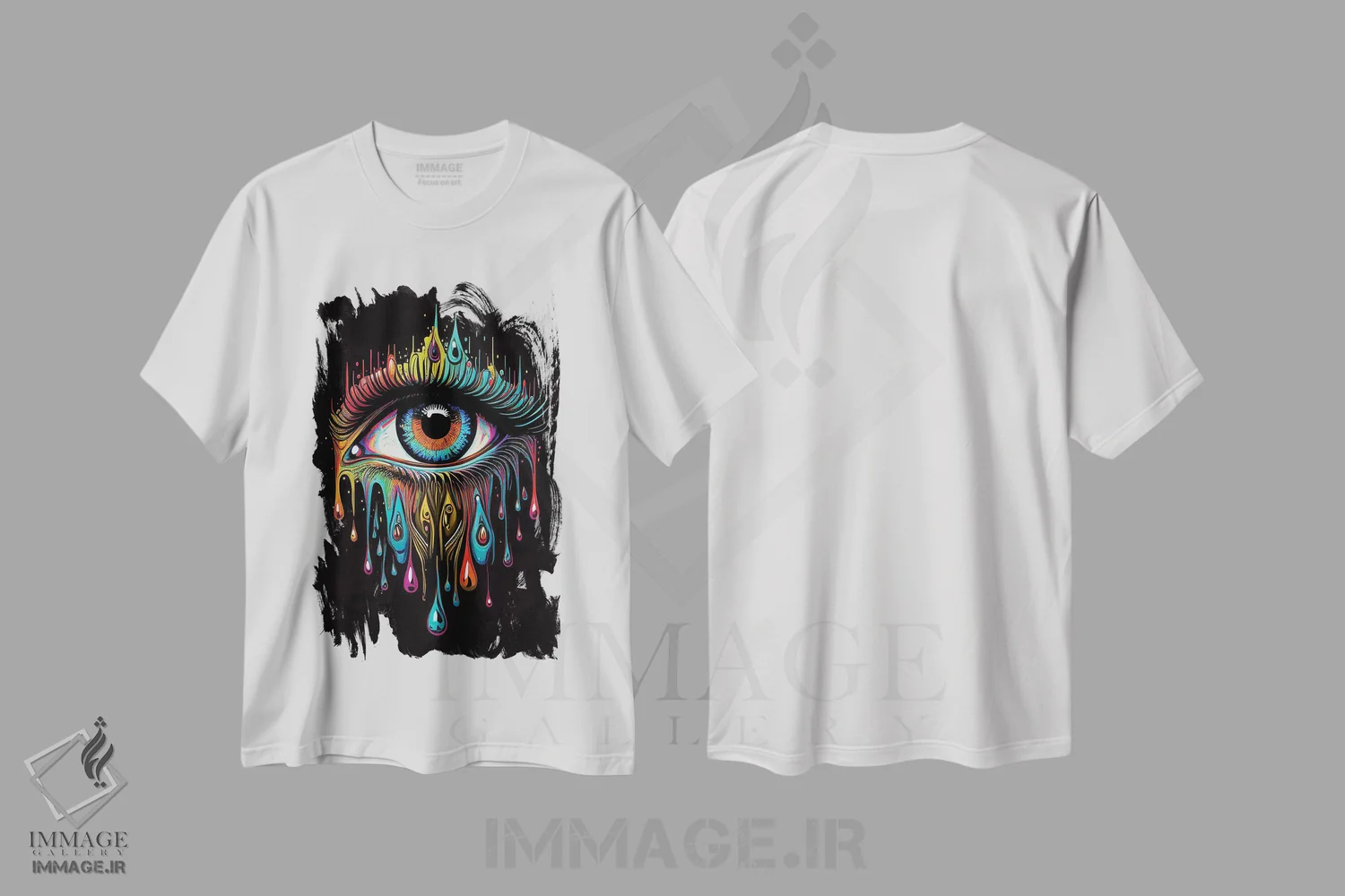 تیشرت سفید طرح دار – تیشرت گرافیکی ,چشم جادویی اثر مایک کیف فروشگاه ایماژ
