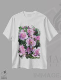 تیشرت سفید طرح دار – تیشرت گلدار ,باغ گل های صدتومانی شکوفا دوم اثر مایک کیف فروشگاه ایماژ