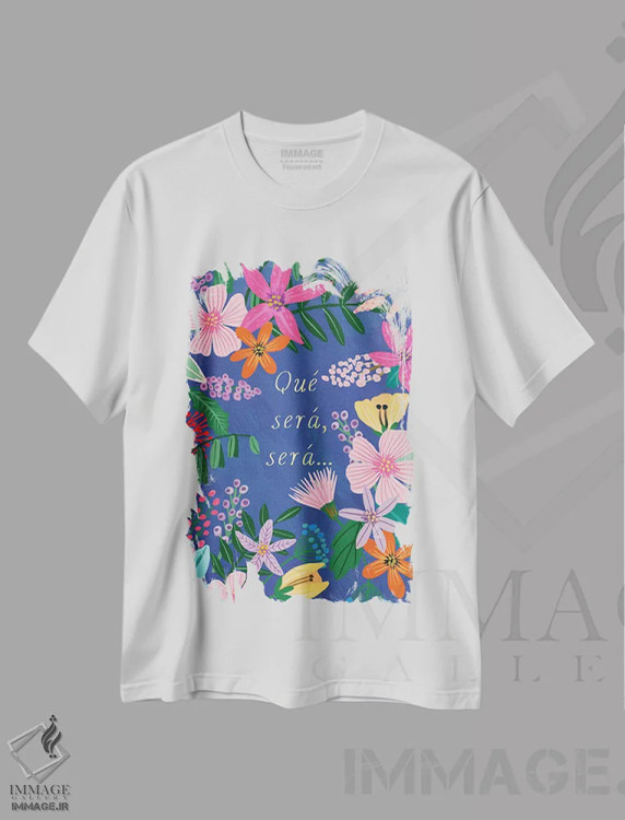 تیشرت سفید طرح دار – تیشرت بوهمی ,هر چه خواهد شد خواهد شد اثر میا چارّو فروشگاه ایماژ
