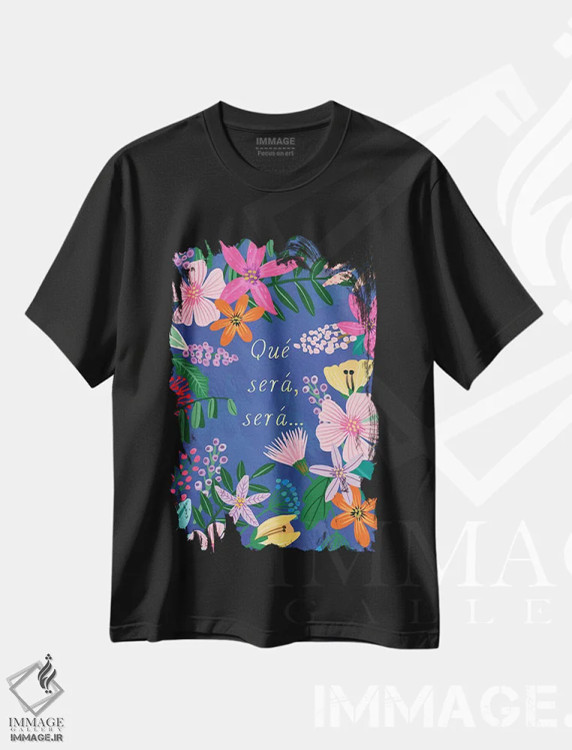 تیشرت مشکی طرح دار – تیشرت بوهمی ,هر چه خواهد شد خواهد شد اثر میا چارّو immage.ir