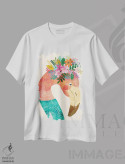 تیشرت سفید طرح دار – تیشرت بوهمی ,فلامینگو اثر میا چارّو فروشگاه ایماژ