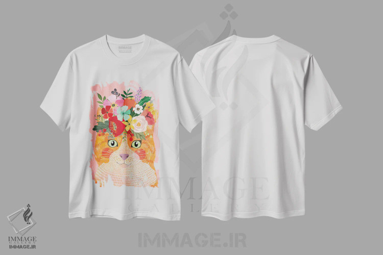 تیشرت سفید طرح دار – تیشرت هنری ,گربه رازآلود اثر میا چارّو immage.ir