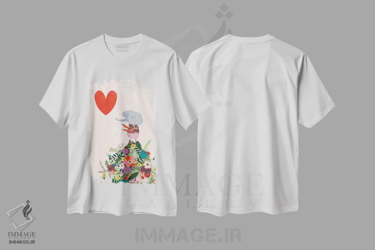 تیشرت سفید طرح دار – تیشرت فانتزی ,قلب فیل اثر میا چارّو immage.ir
