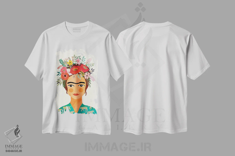 تیشرت سفید طرح دار – تیشرت هنری ,فریدا اثر میا چارّو فروشگاه ایماژ