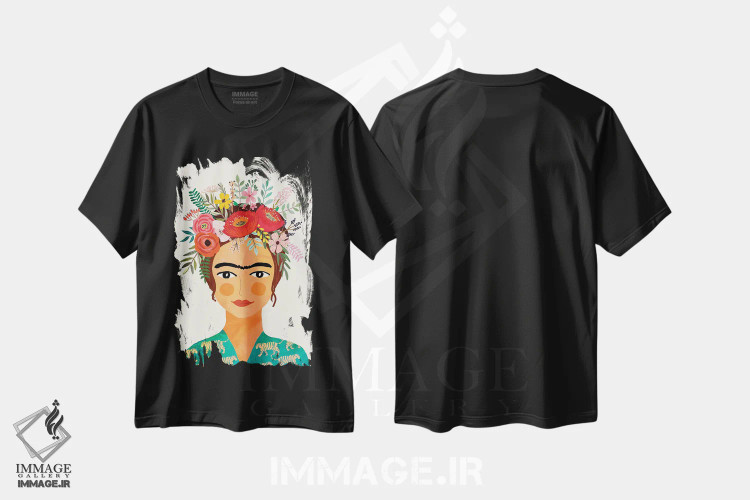 تیشرت مشکی طرح دار – تیشرت هنری ,فریدا اثر میا چارّو immage.ir
