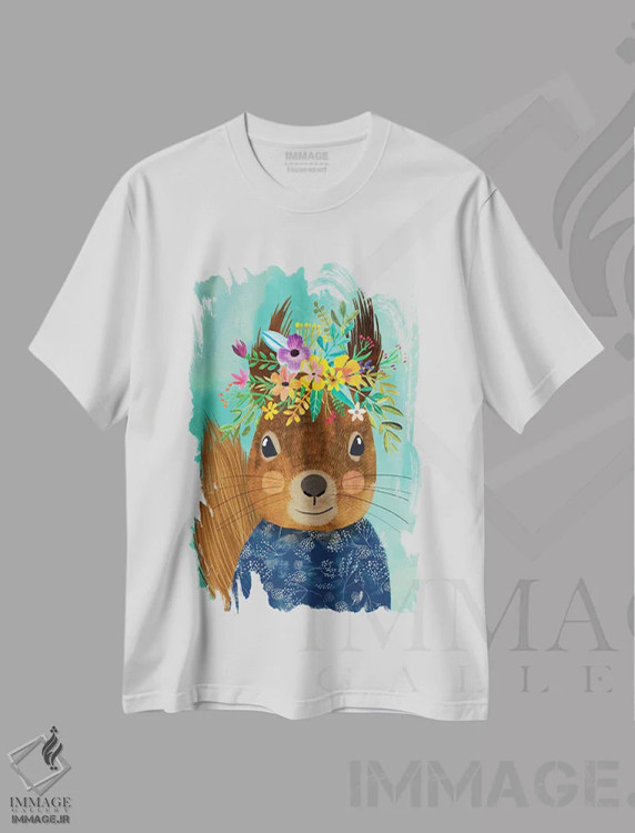 تیشرت سفید طرح دار – تیشرت حیوانات ,سنجاب اثر میا چارّو فروشگاه ایماژ