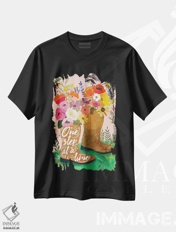 تیشرت مشکی طرح دار – تیشرت هنری ,چکمه سوم اثر میا چارّو فروشگاه ایماژ