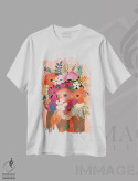 تیشرت سفید طرح دار – تیشرت هنری ,دسته گل اثر میا چارّو immage.ir