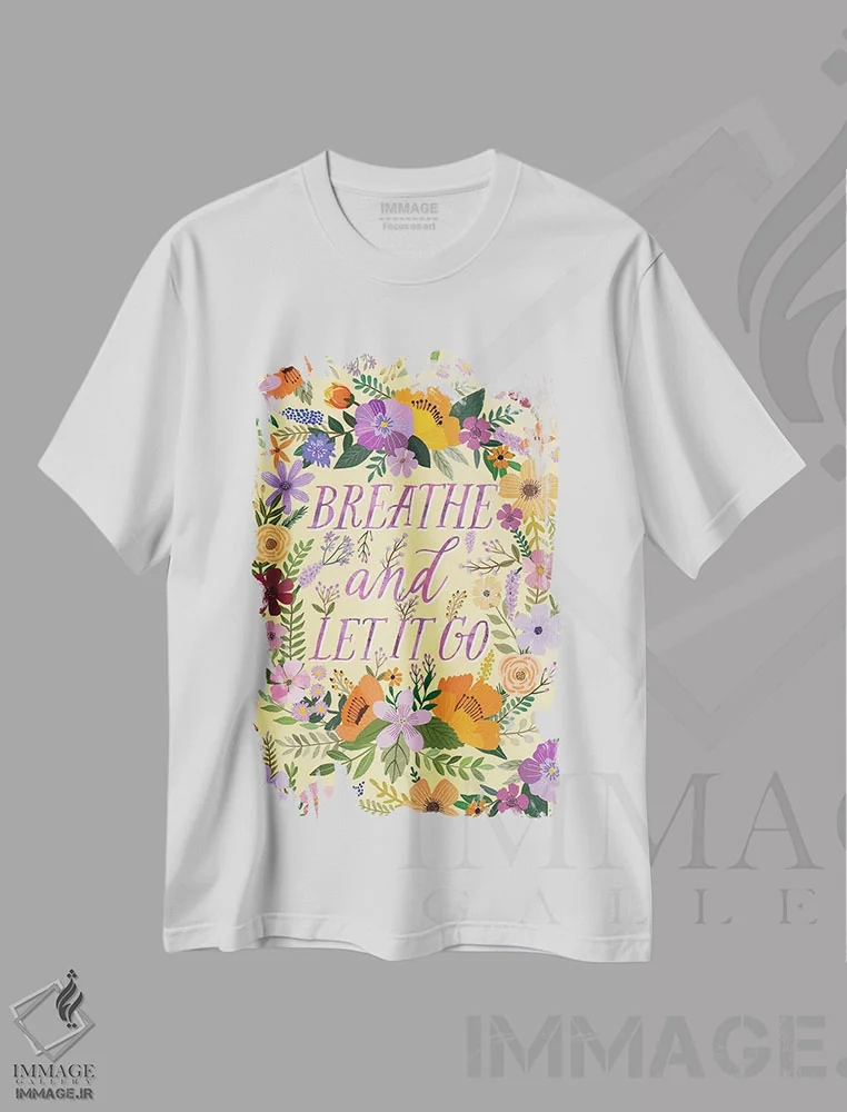 تیشرت سفید طرح دار – تیشرت انگیزشی ,نفس بکش اثر میا چارّو فروشگاه ایماژ