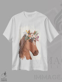 تیشرت سفید طرح دار – تیشرت حیوانات ,اسب اثر میا چارّو فروشگاه ایماژ