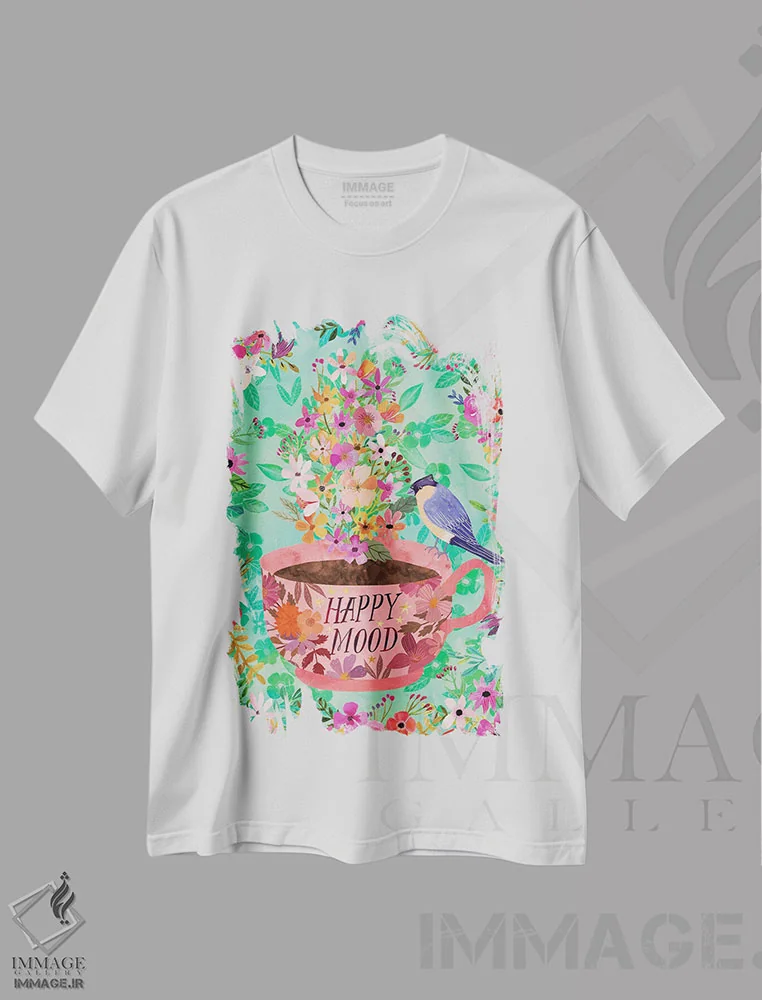 تیشرت سفید طرح دار – تیشرت فانتزی ,حال و هوای شاد اثر میا چارّو فروشگاه ایماژ
