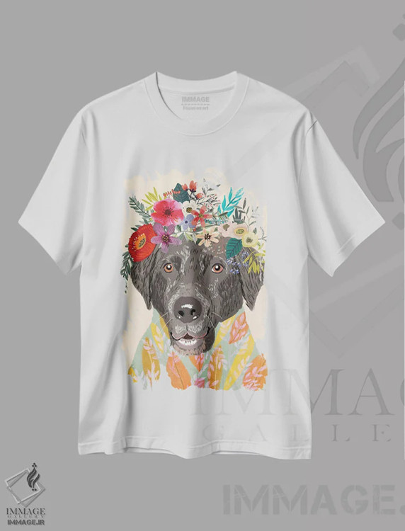تیشرت سفید طرح دار – تیشرت حیوانات ,لابرادور اثر میا چارّو immage.ir