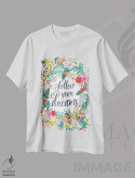 تیشرت سفید طرح دار – تیشرت هنری ,رویایت را دنبال کن اثر میا چارّو فروشگاه ایماژ