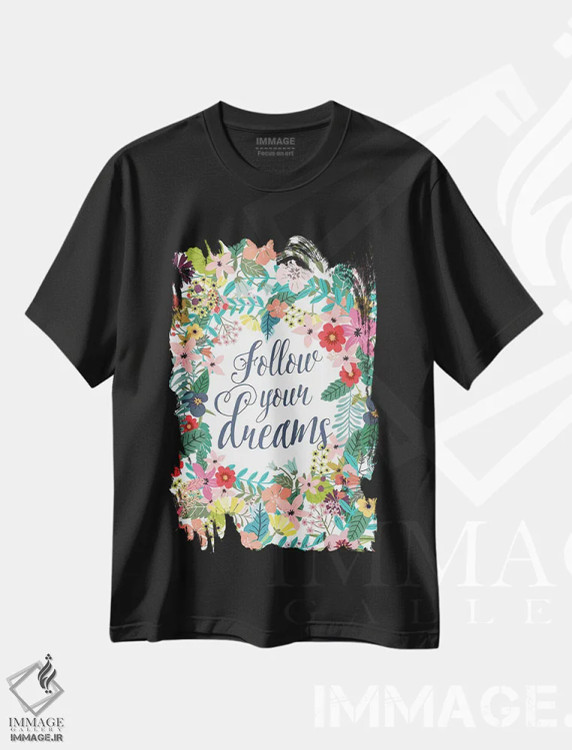 تیشرت مشکی طرح دار – تیشرت هنری ,رویایت را دنبال کن اثر میا چارّو immage.ir