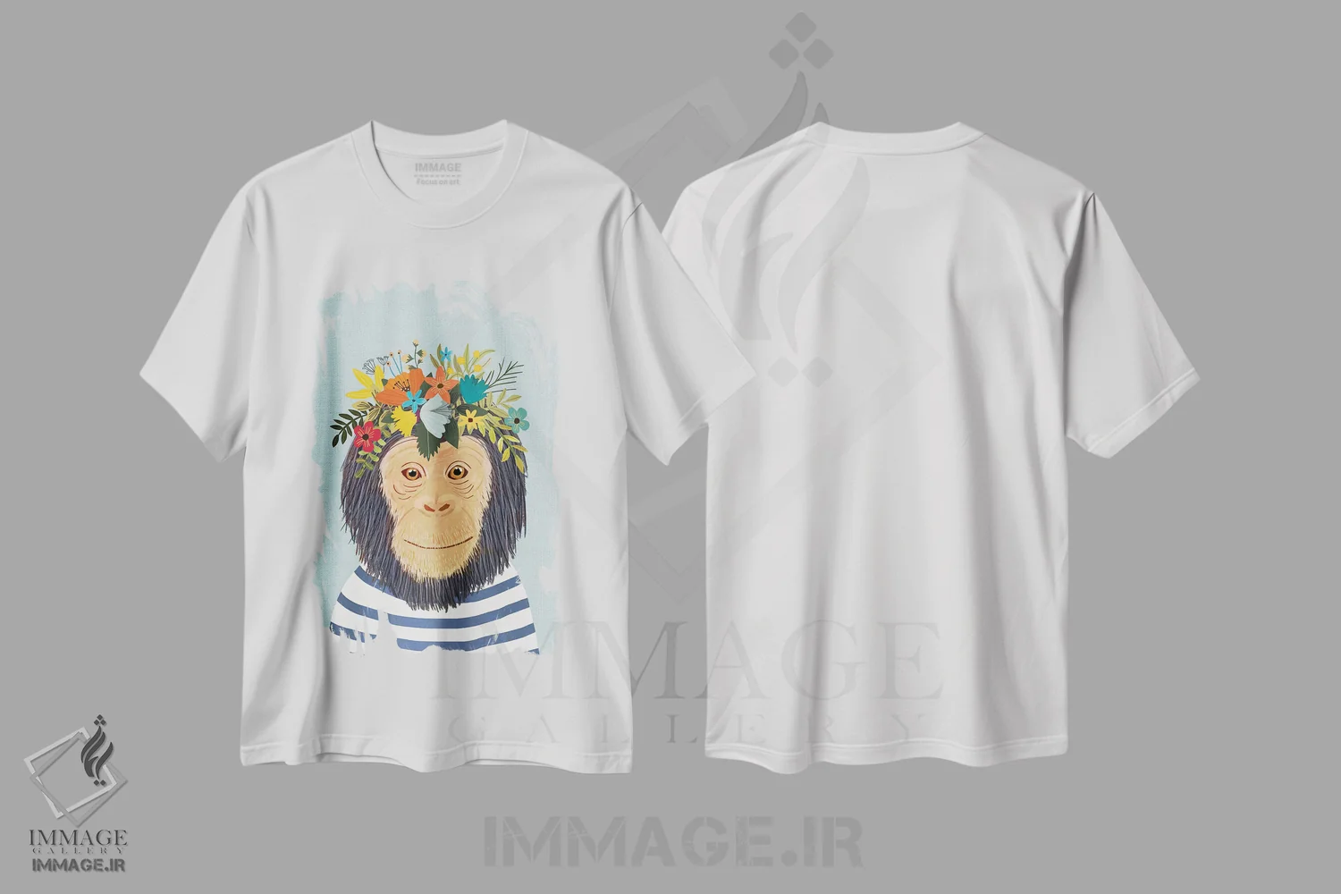 تیشرت سفید طرح دار – تیشرت حیوانات ,میمون اثر میا چارّو immage.ir