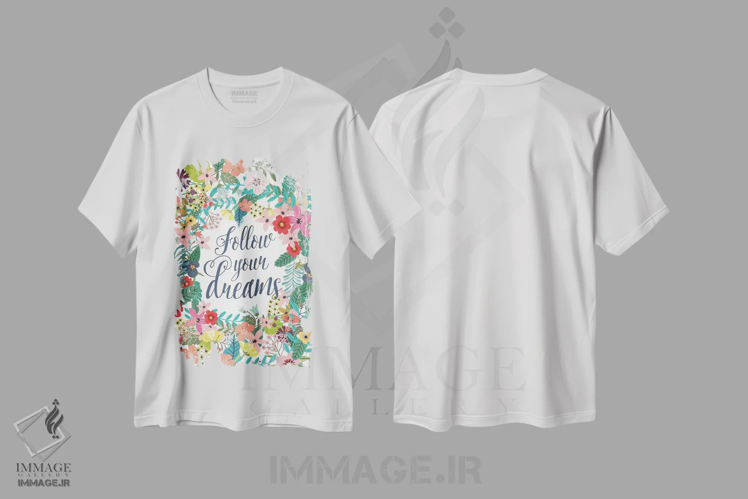 تیشرت سفید طرح دار – تیشرت هنری ,رویایت را دنبال کن اثر میا چارّو فروشگاه ایماژ