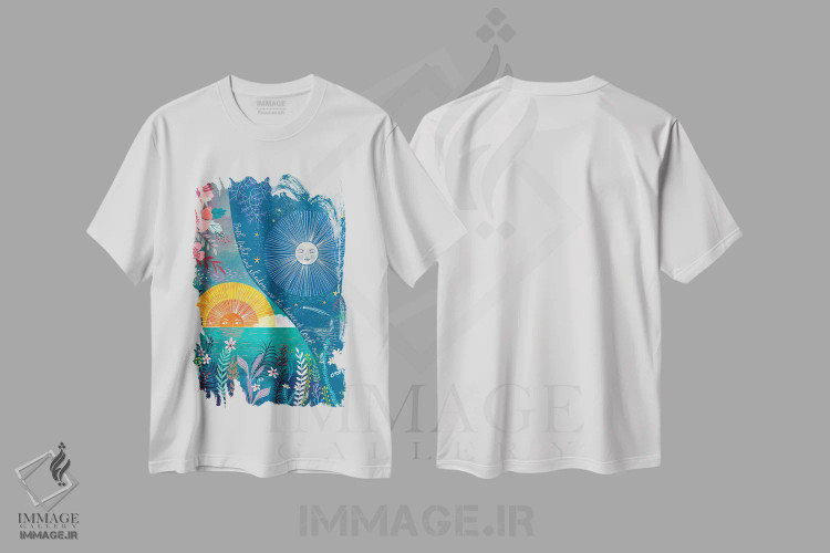 تیشرت سفید طرح دار – تیشرت طبیعت ,شب و روز اثر میا چارّو immage.ir