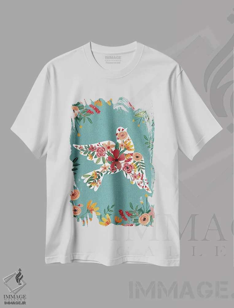 تیشرت سفید طرح دار – تیشرت معنوی ,صلح اثر میا چارّو فروشگاه ایماژ