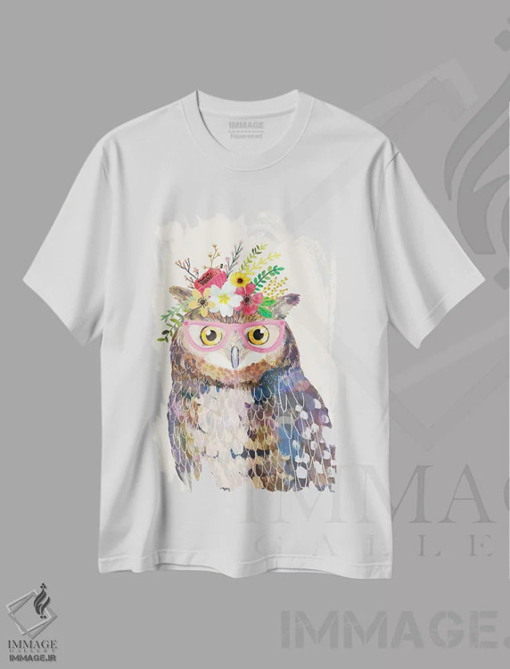 تیشرت سفید طرح دار – تیشرت حیوانات ,جغد سفید اثر میا چارّو فروشگاه ایماژ