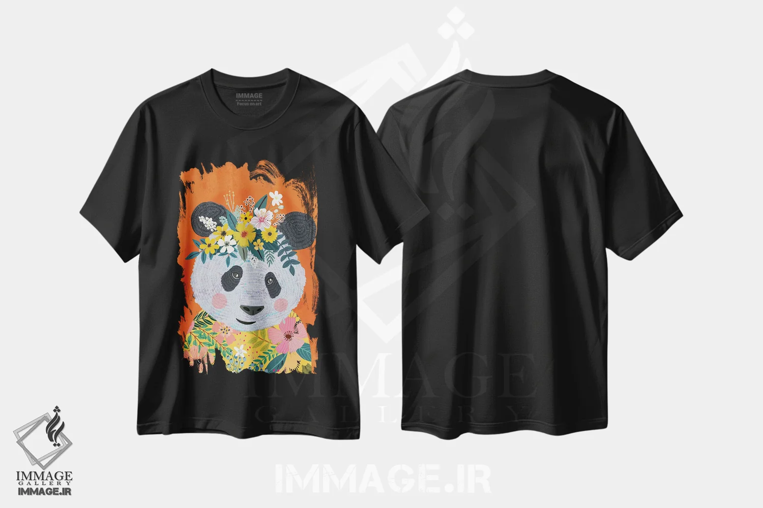 تیشرت مشکی طرح دار – تیشرت طبیعت ,پاندا پروانه ای اثر میا چارّو فروشگاه ایماژ