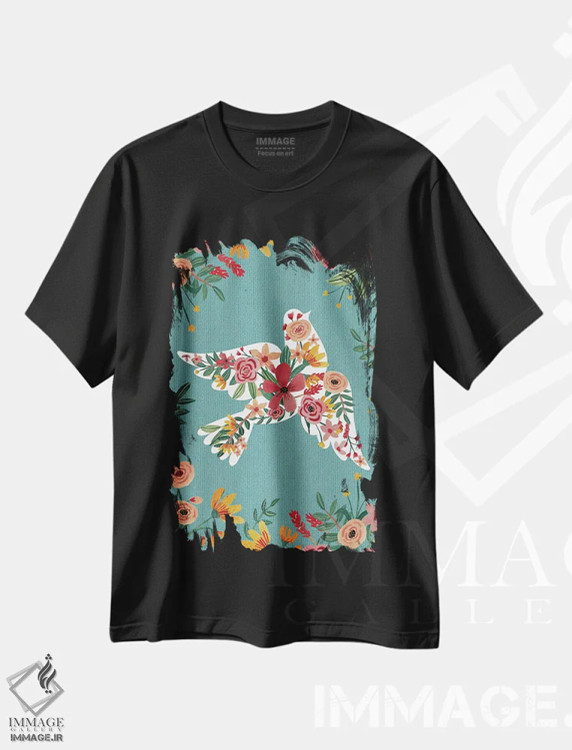 تیشرت مشکی طرح دار – تیشرت معنوی ,صلح اثر میا چارّو immage.ir
