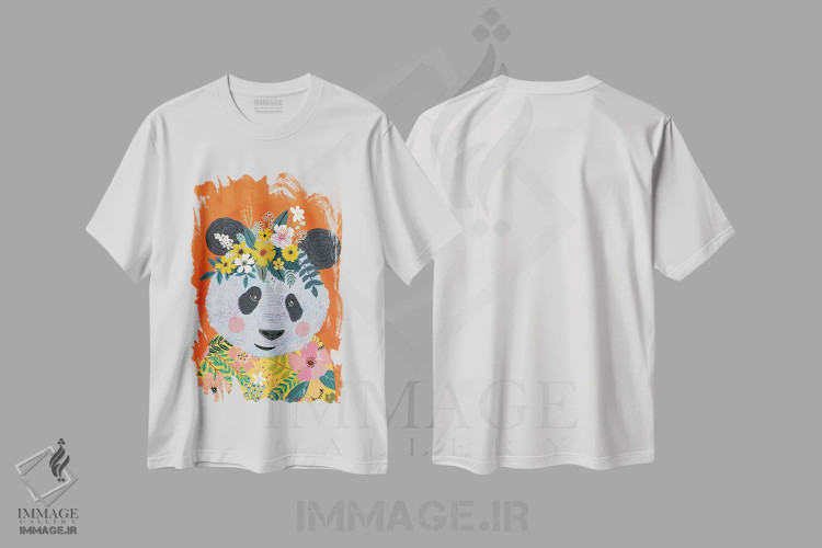 تیشرت سفید طرح دار – تیشرت طبیعت ,پاندا پروانه ای اثر میا چارّو immage.ir