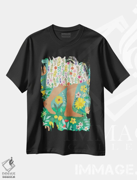 تیشرت مشکی طرح دار – تیشرت هنری معنوی ,اتصال دوباره اثر میا چارّو immage.ir