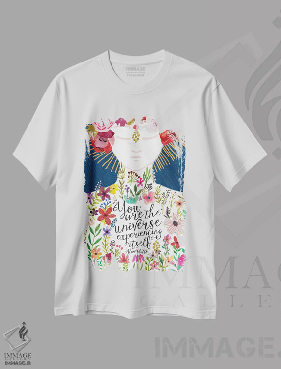 تیشرت سفید طرح دار – تیشرت پرتره زنانه ,تمام جهان اثر میا چارّو فروشگاه ایماژ