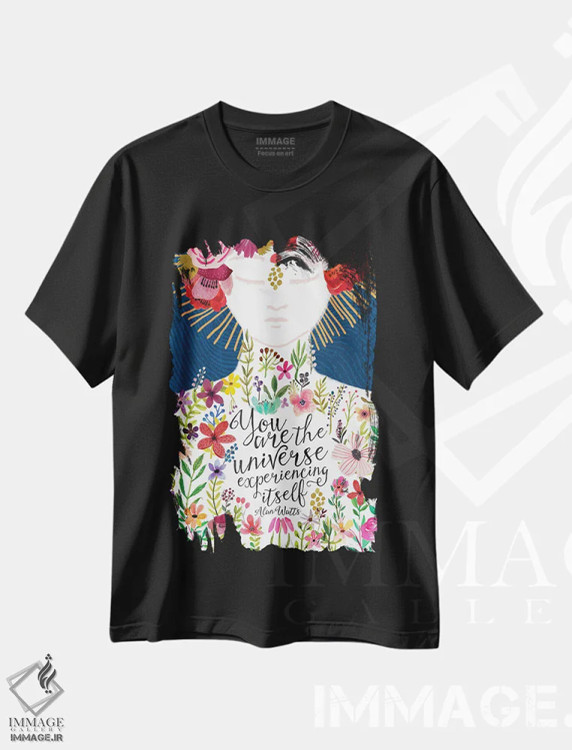 تیشرت مشکی طرح دار – تیشرت پرتره زنانه ,تمام جهان اثر میا چارّو immage.ir
