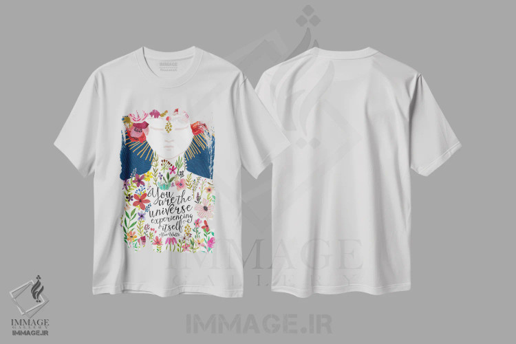 تیشرت سفید طرح دار – تیشرت پرتره زنانه ,تمام جهان اثر میا چارّو فروشگاه ایماژ