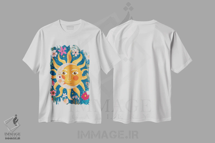 تیشرت سفید طرح دار – تیشرت تزئینی طرح خورشید و ماه ,خورشید و ماه اثر میا چارّو immage.ir