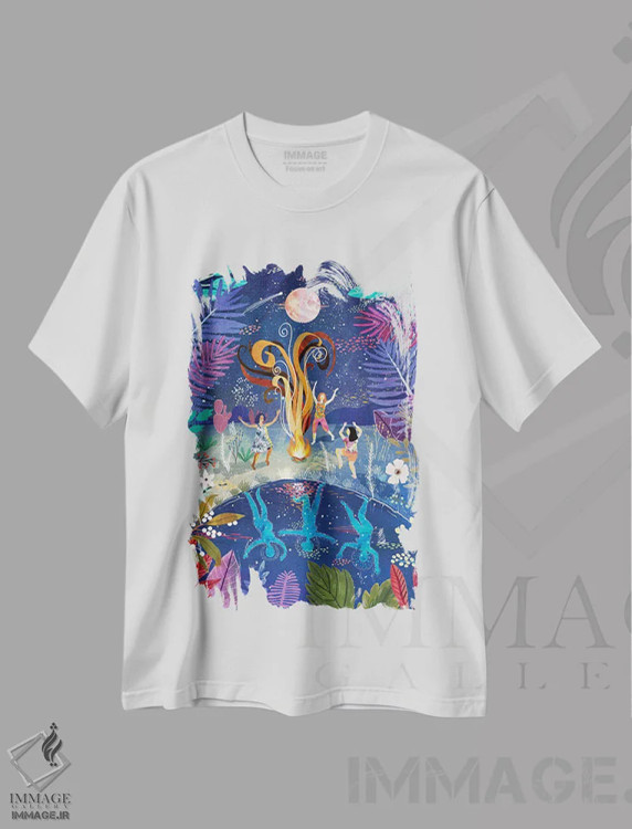 تیشرت سفید طرح دار – تیشرت معنوی ,با نیاکان مان رقصیدیم اثر میا چارّو فروشگاه ایماژ